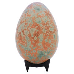 Egg in a Lovely Speckled Orange-Tone Glaze Ceramics by Hans Hedberg Biot, France
