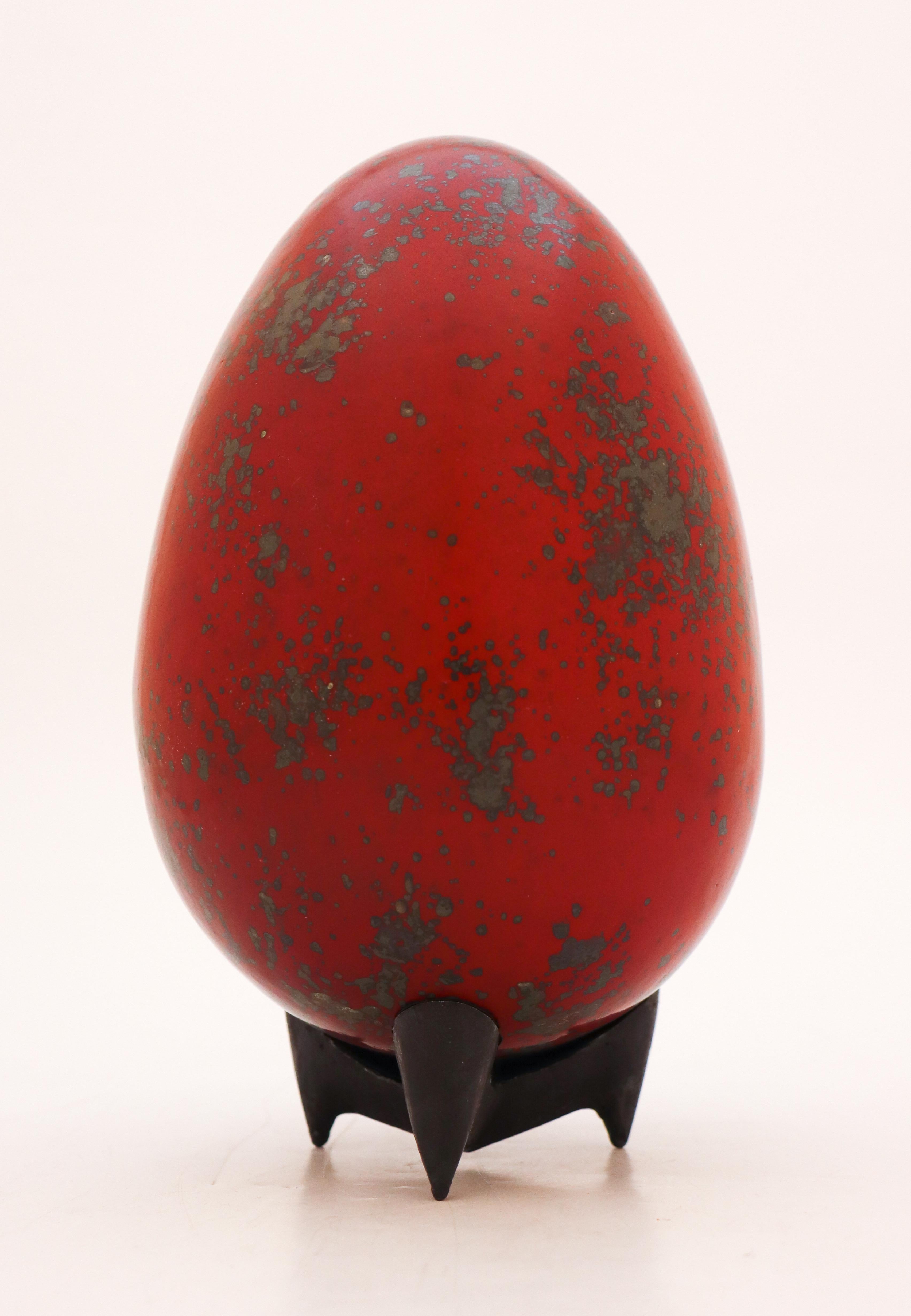 French Egg in Ceramics by Hans Hedberg, Biot, France, Scandinavian Modern For Sale