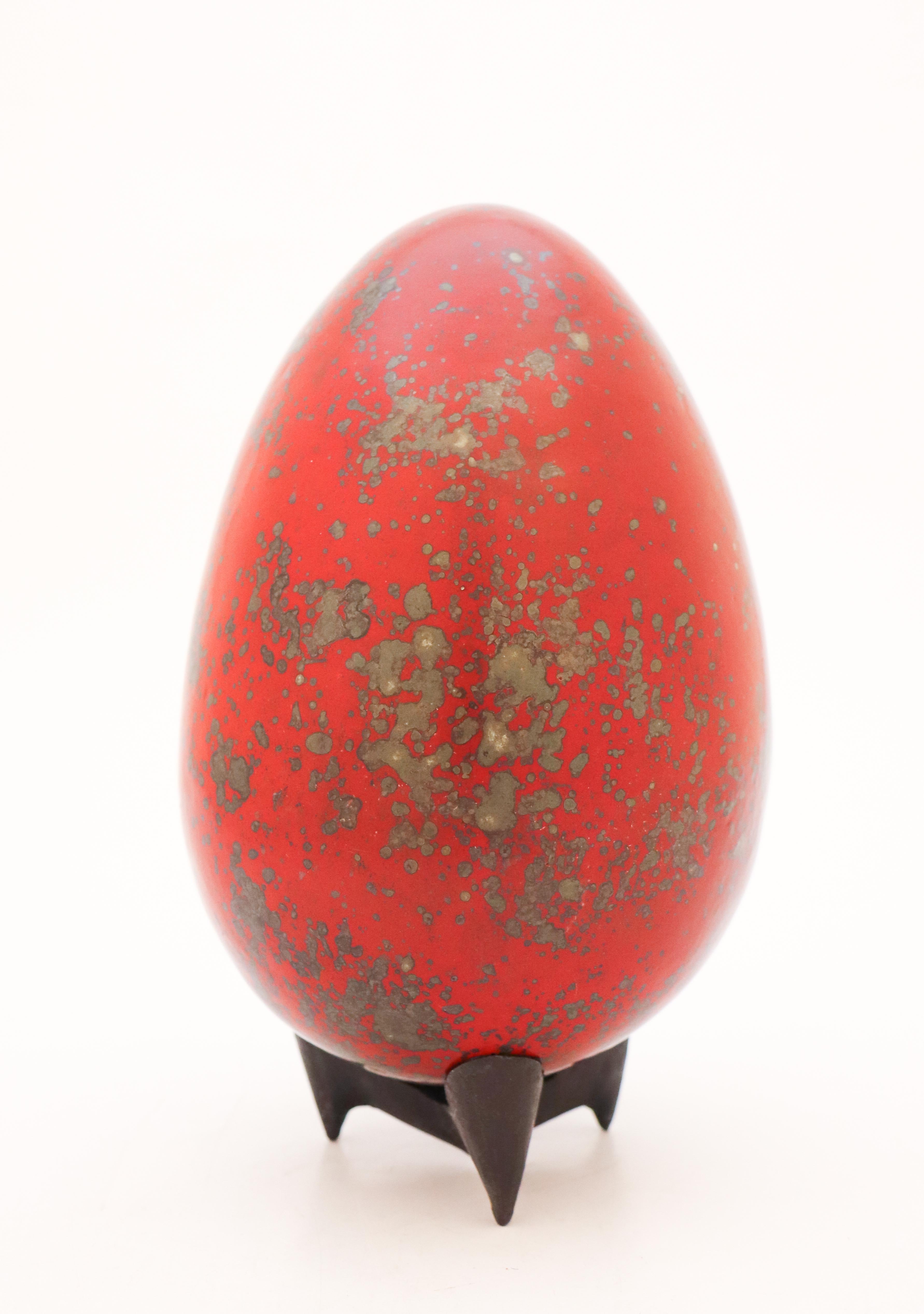 Glazed Egg in Ceramics by Hans Hedberg, Biot, France, Scandinavian Modern For Sale