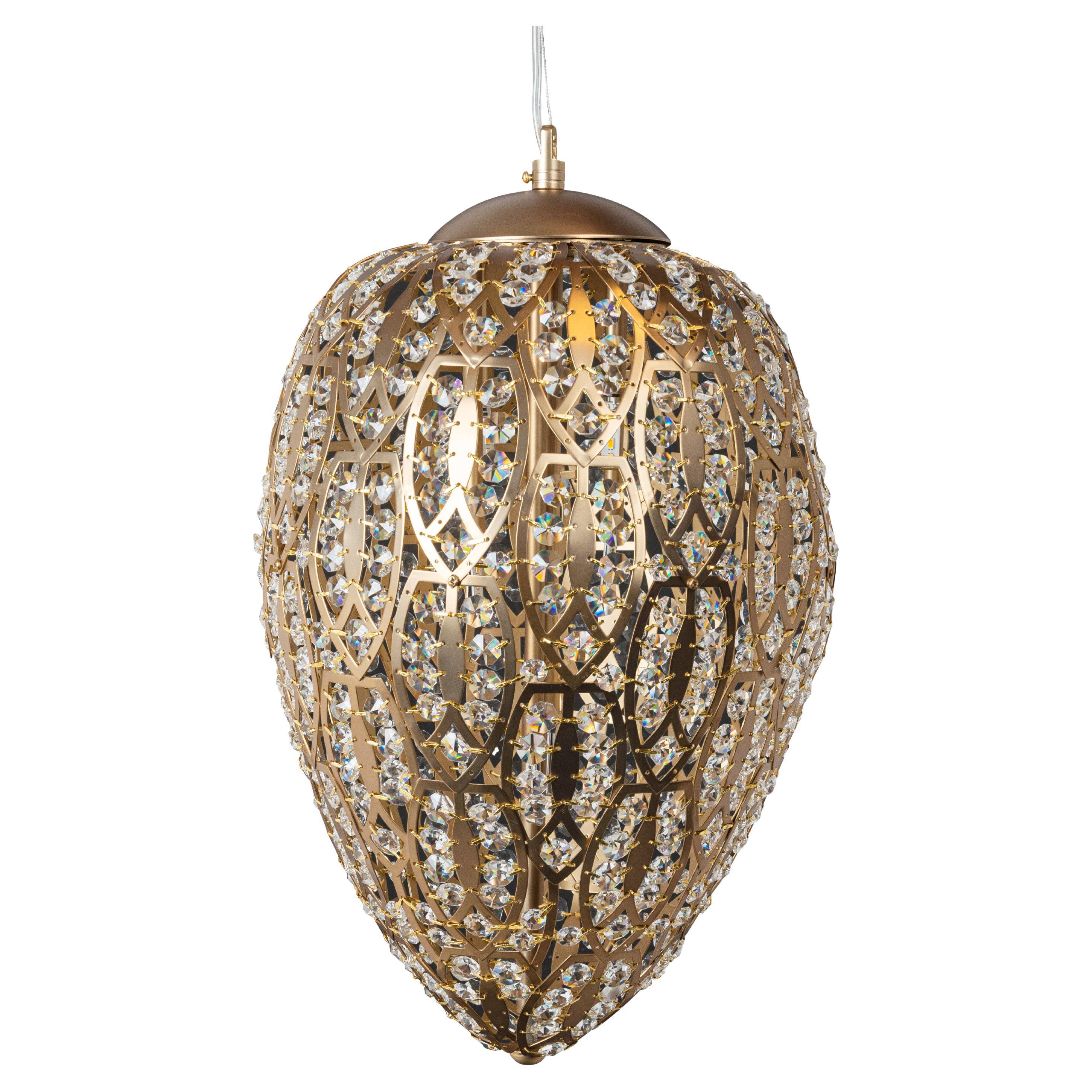 Egg Medium 1 Pendant, Bronze Satin Finish, Arabesque Style, Italy