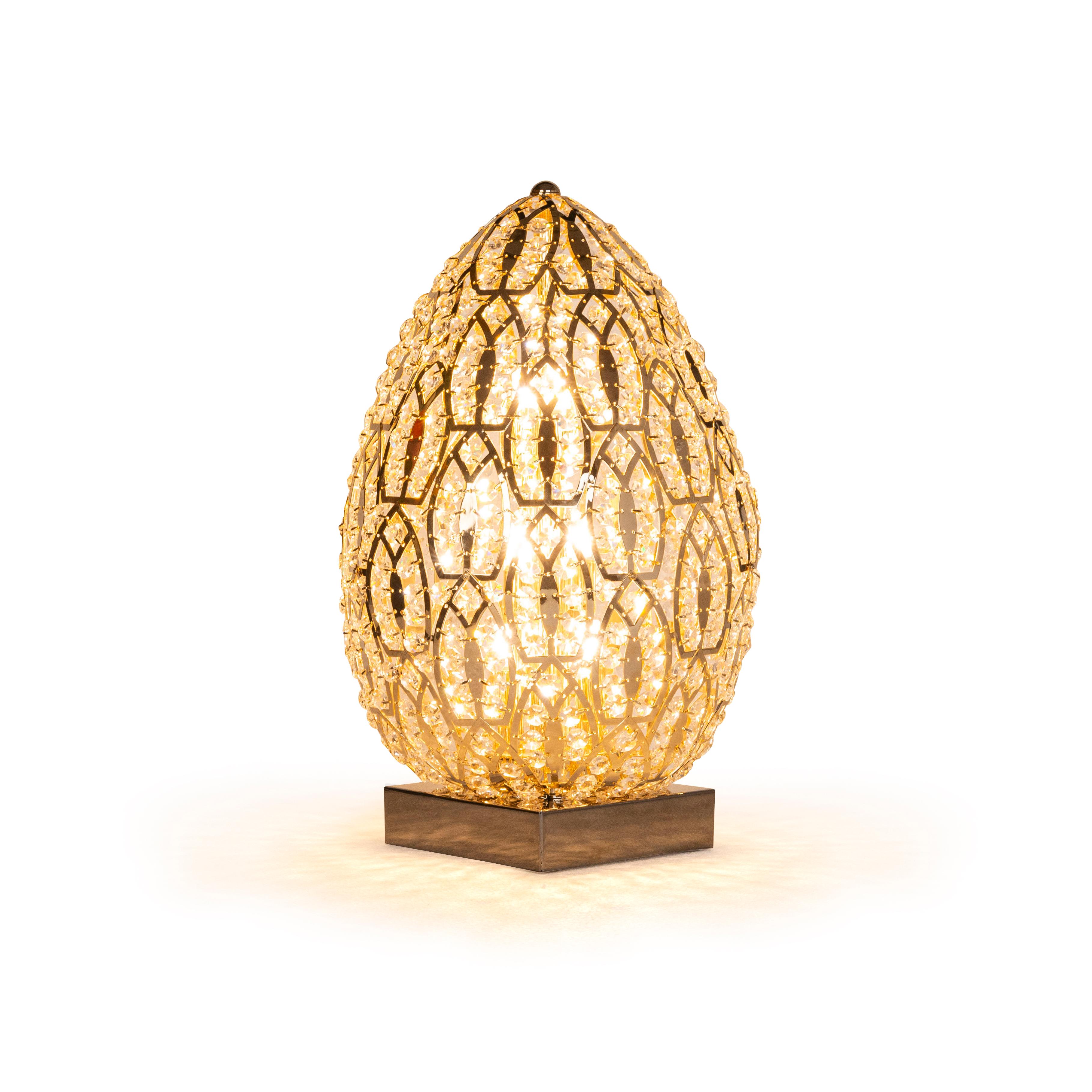 Moderno Lampada da tavolo Egg Medium 1, finitura in nichel nero e oro 24k, stile arabesco, Italia in vendita