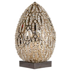 Egg Medium 1 Table Lamp, Black Nickel & 24k Gold Finish, Arabesque Style, Italy