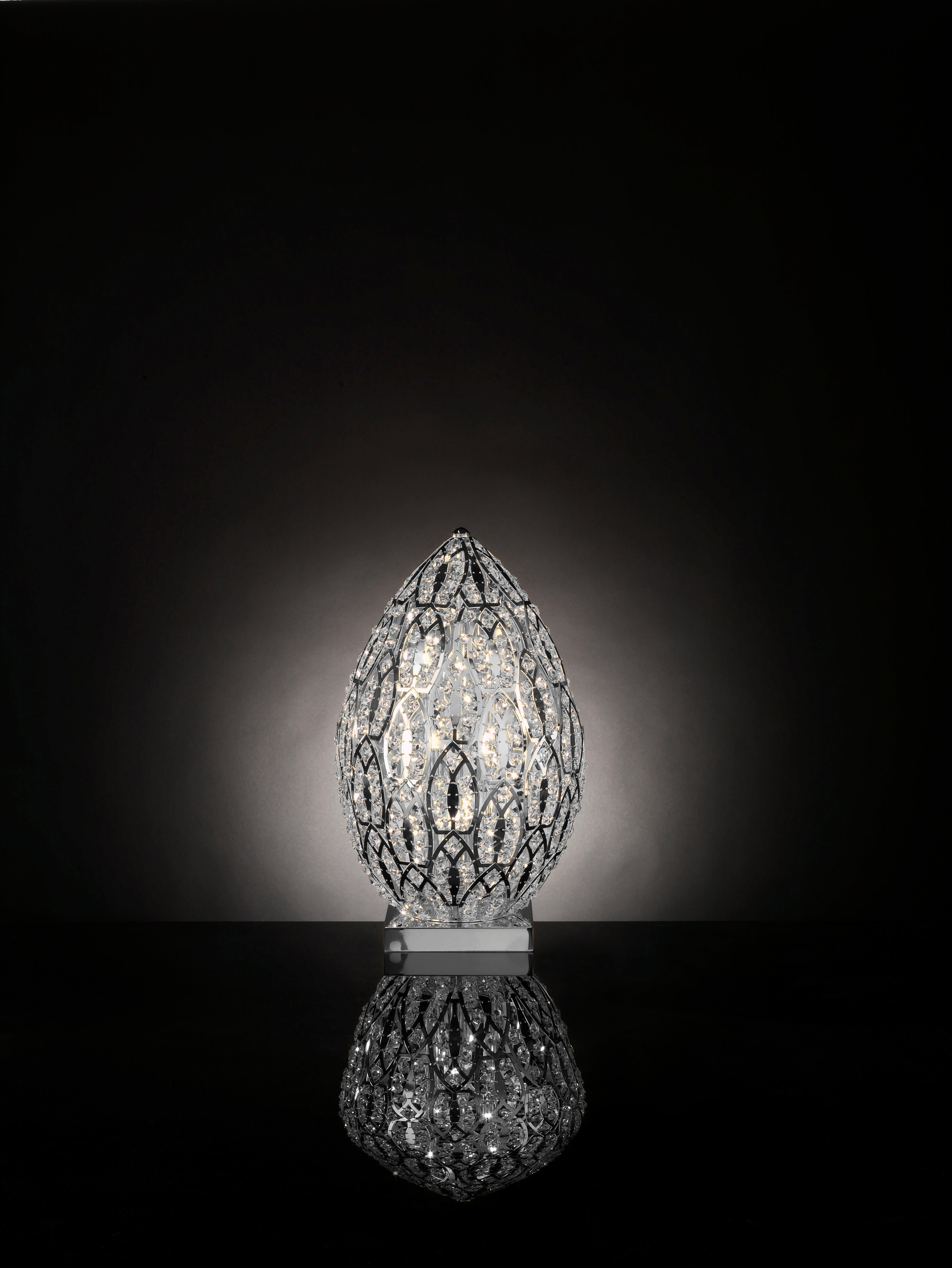 Egg Medium 1 Tischlampe, verchromte Oberfläche, Arabesque-Stil, Italien (Moderne) im Angebot
