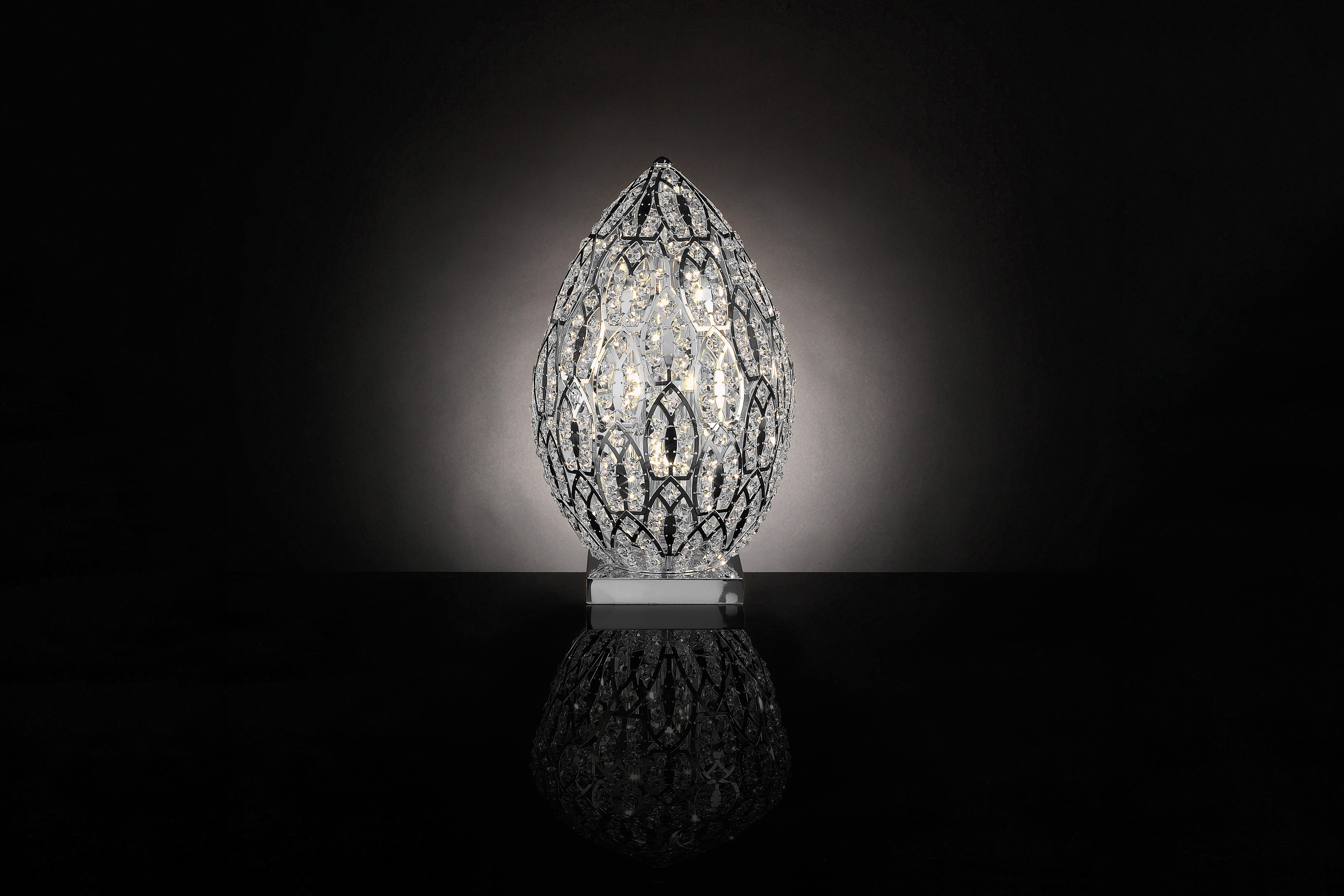 Egg Medium 2 Tischlampe, verchromte Oberfläche, Arabesque-Stil, Italien (Moderne) im Angebot