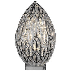 Lampada da tavolo Egg Medium 2, finitura cromata, stile arabesco, Italia