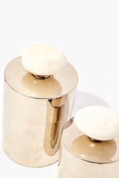 EGG Medium Jar, Cream Onyx & Alpaca Silver