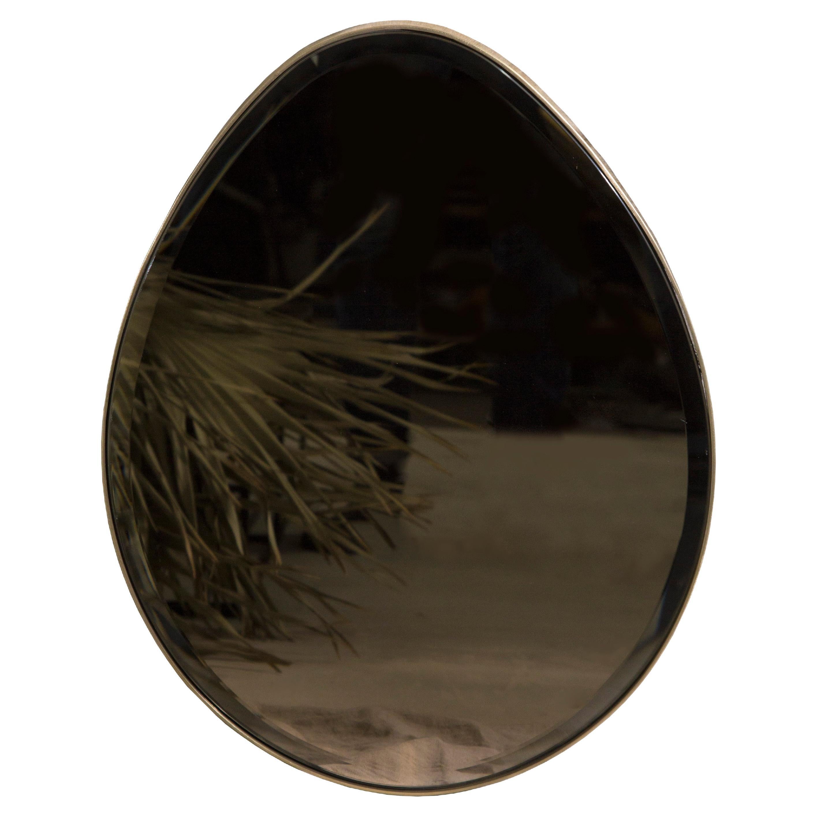 Egg Wall Mirror — Blackened Steel — Handmade in Britain — Small For Sale