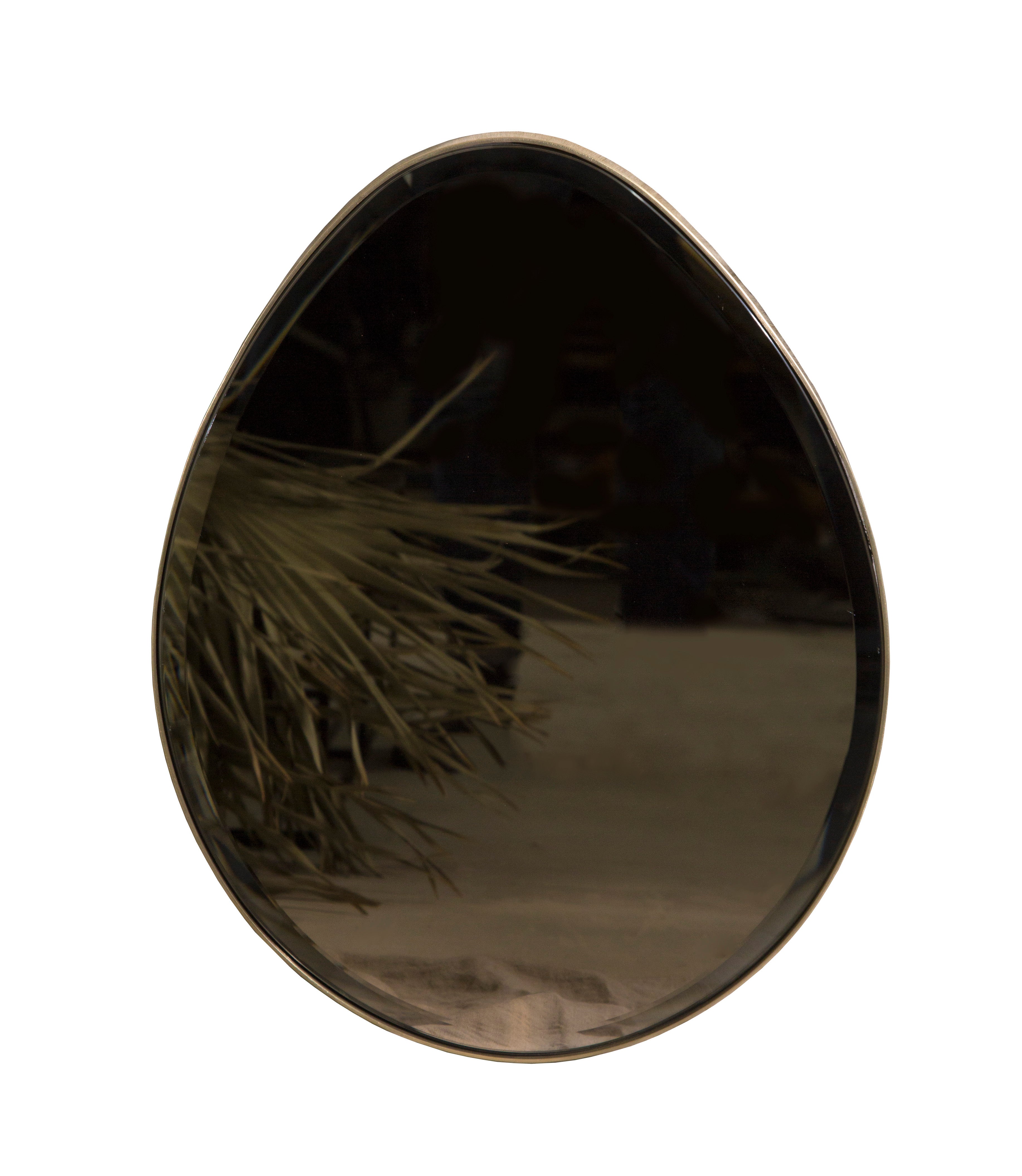 Egg Wall Mirror — Patinated Brass — Handmade in Britain — Medium For Sale