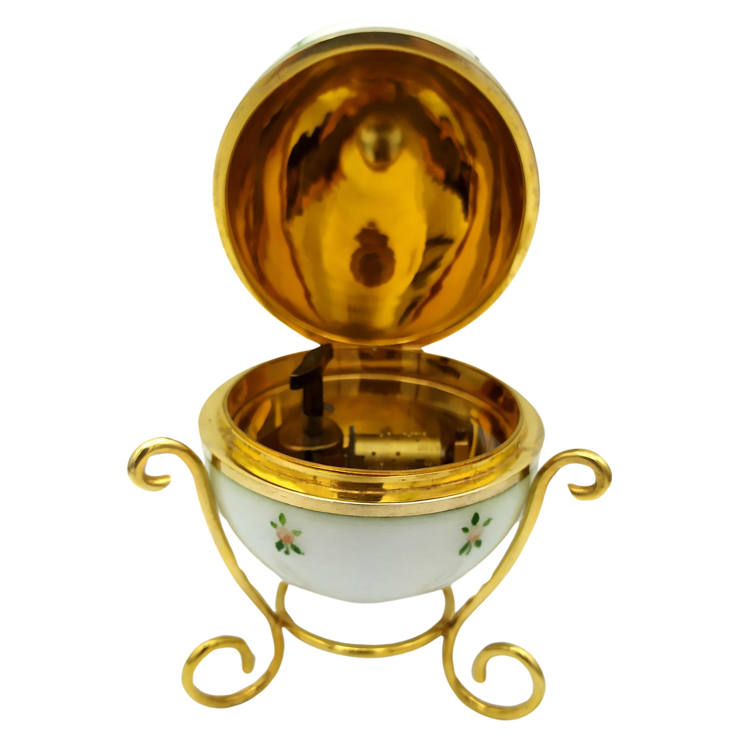 Egg “music box” mechanism by the Swiss Maison Reuge Sterling Silver Salimbeni 