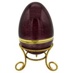 Vintage Egg on Tripod Hand Painted Sterling Silver Enamel on Guillochè Salimbeni