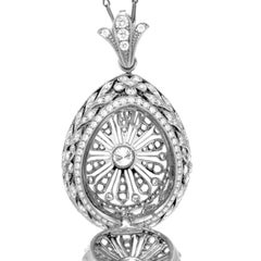 Edwardian Diamond Open Egg Pendant Locket Necklace, Chavana Collection