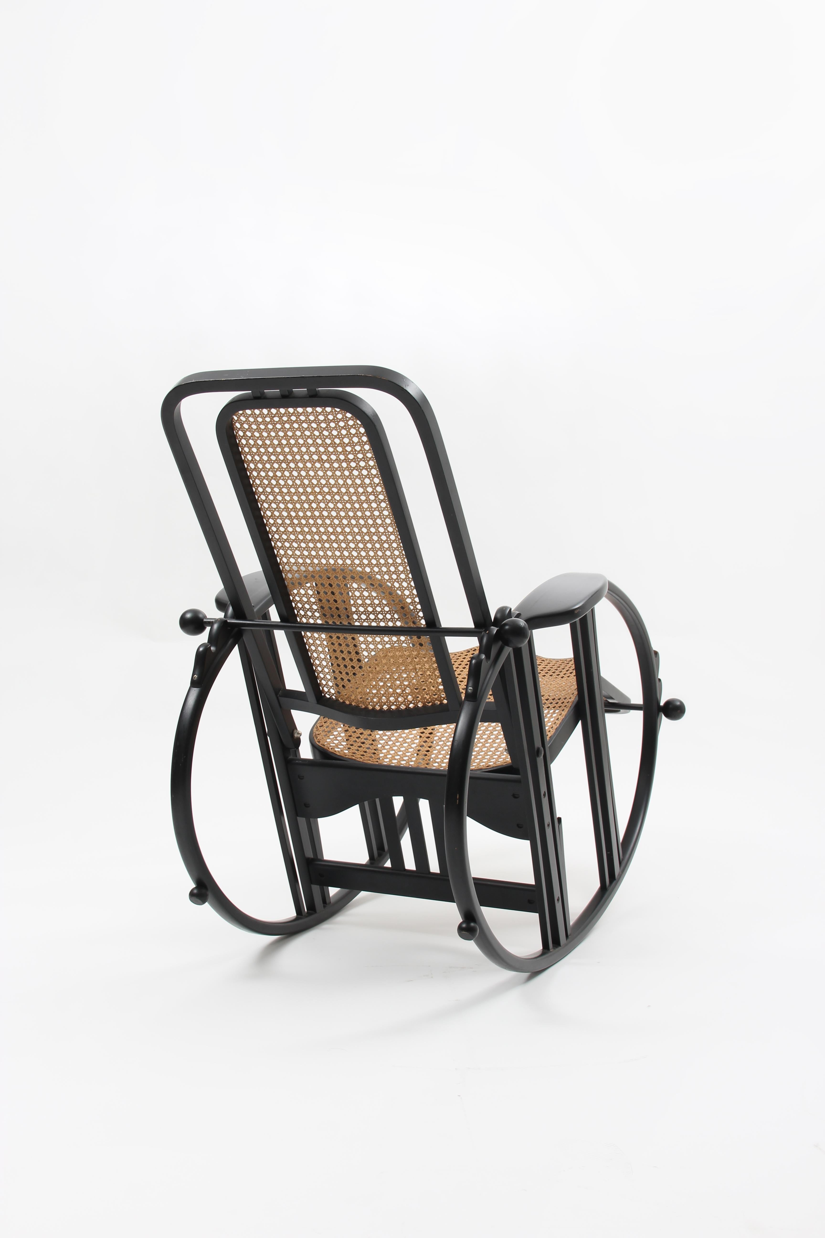 Rattan Egg Rocking Chair attributed to Josef Hoffmann for Società Anonima Antonio Volpe For Sale