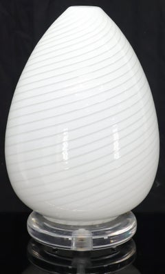 Egg Shape Murano Glass Swirl Pattern Table Lamp