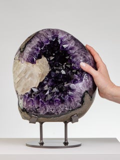 Egg Shaped Amethyst Geode with Calcite