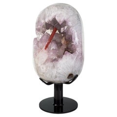 Egg Shaped Amethyst, White Quartz Formation with Red Druze Coated Calcite
