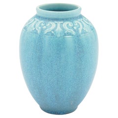 Egg shaped cerulean blue ceramic vase by Rookwood, c. 1920's