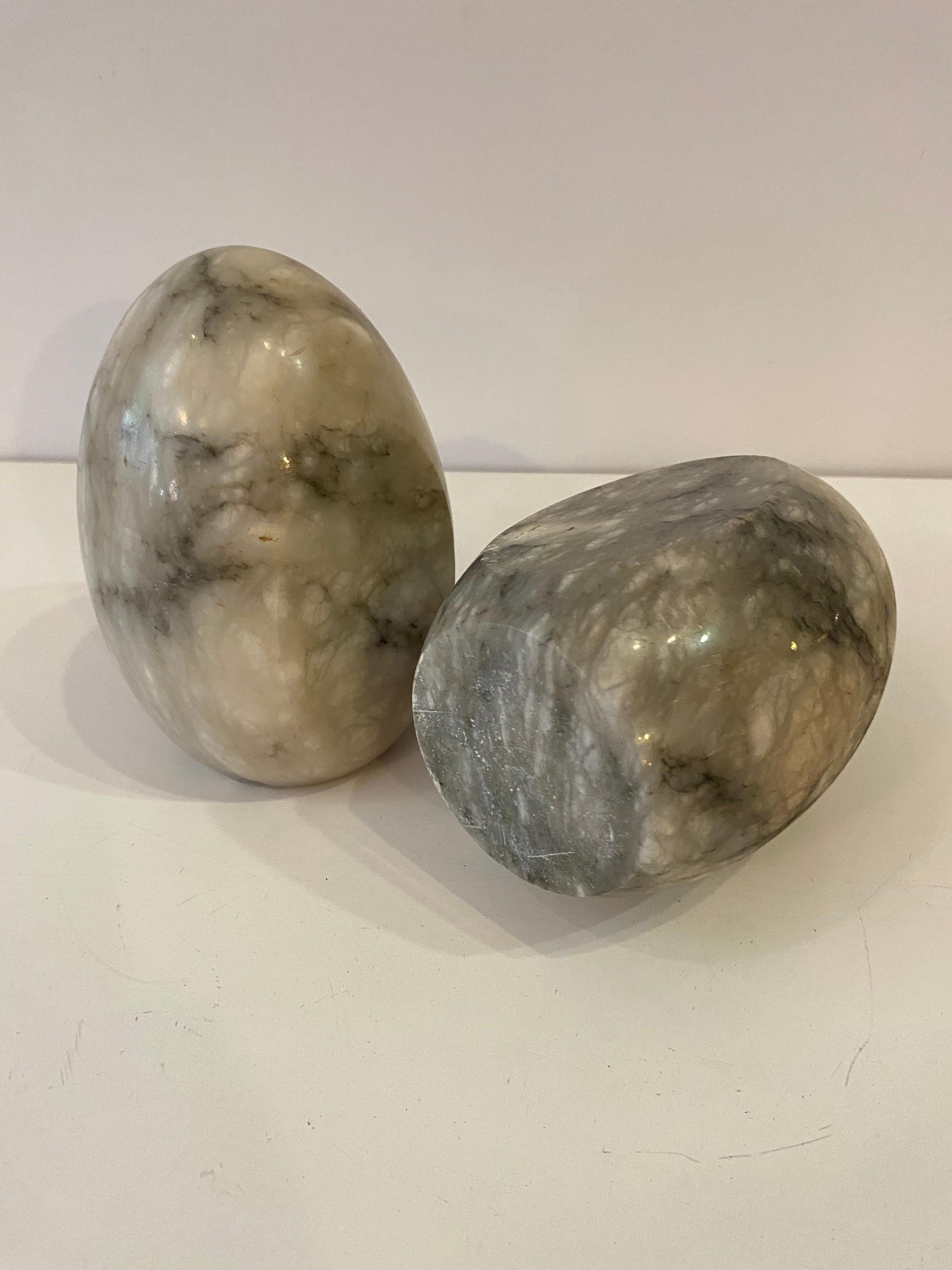 Mid-Century Modern Egg Shaped Marble Bookends For Sale