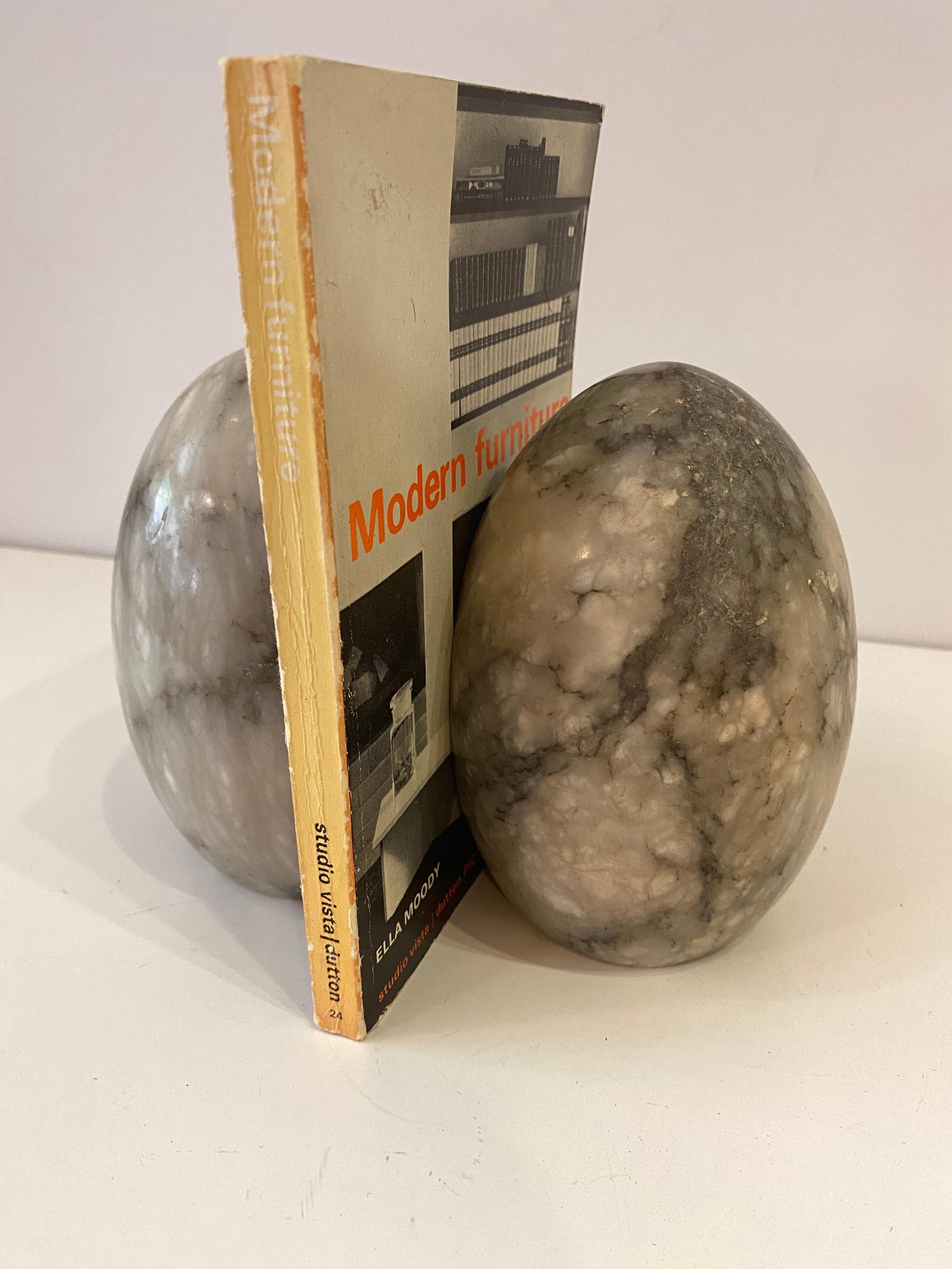 American Egg Shaped Marble Bookends For Sale