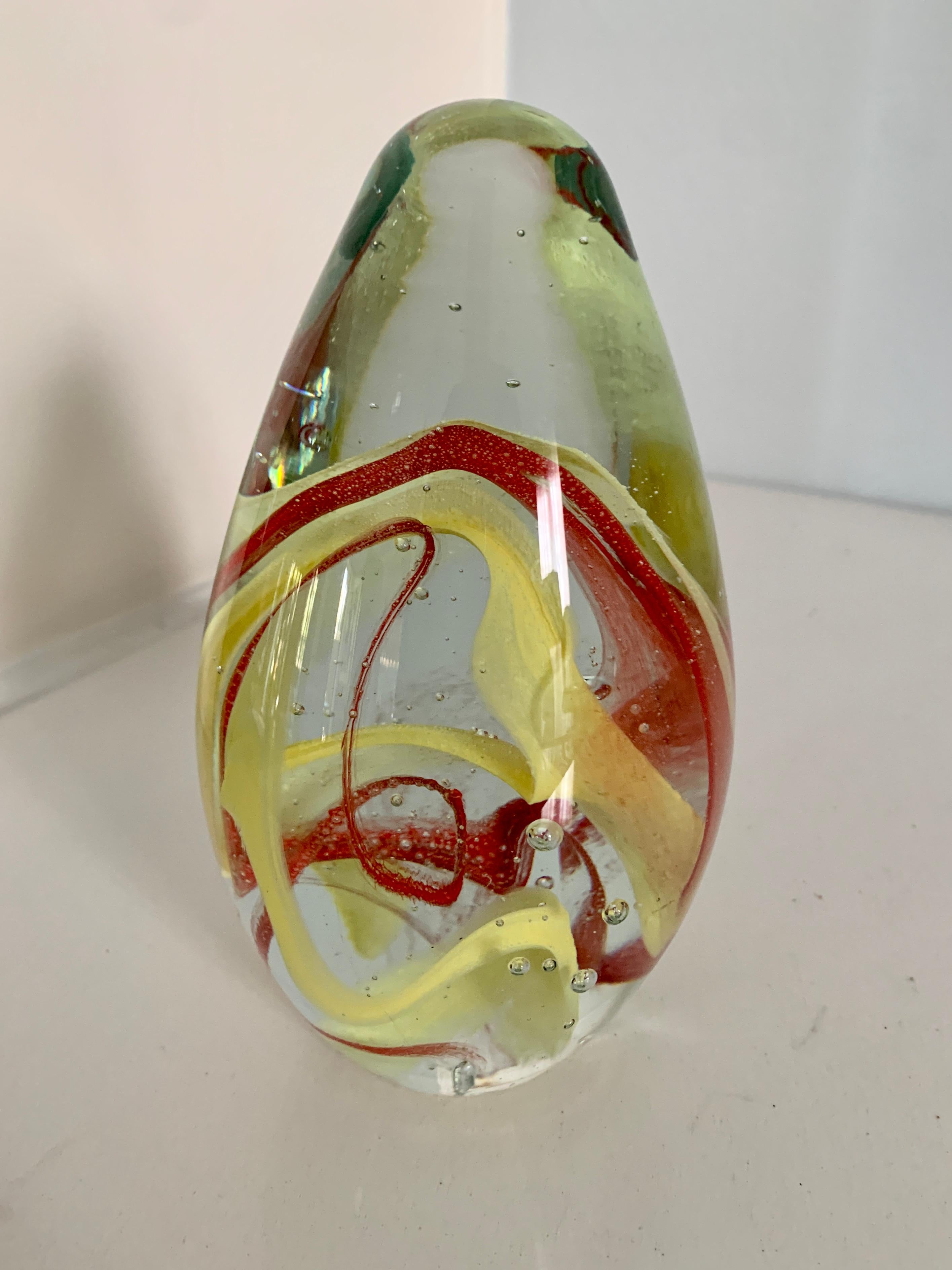 Mid-Century Modern Egg Shaped Murano Glass elliptical Paperweight For Sale