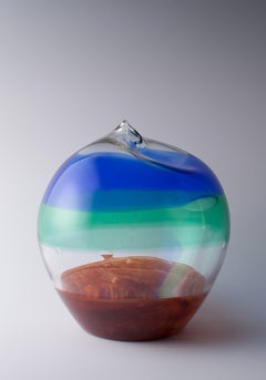 Egg Shaped Murano Glass Vase with Incalmo Bands, circa 1980