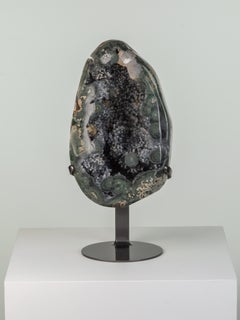 Green Polished Organic Geode Quartz Decorative Object Sculpture