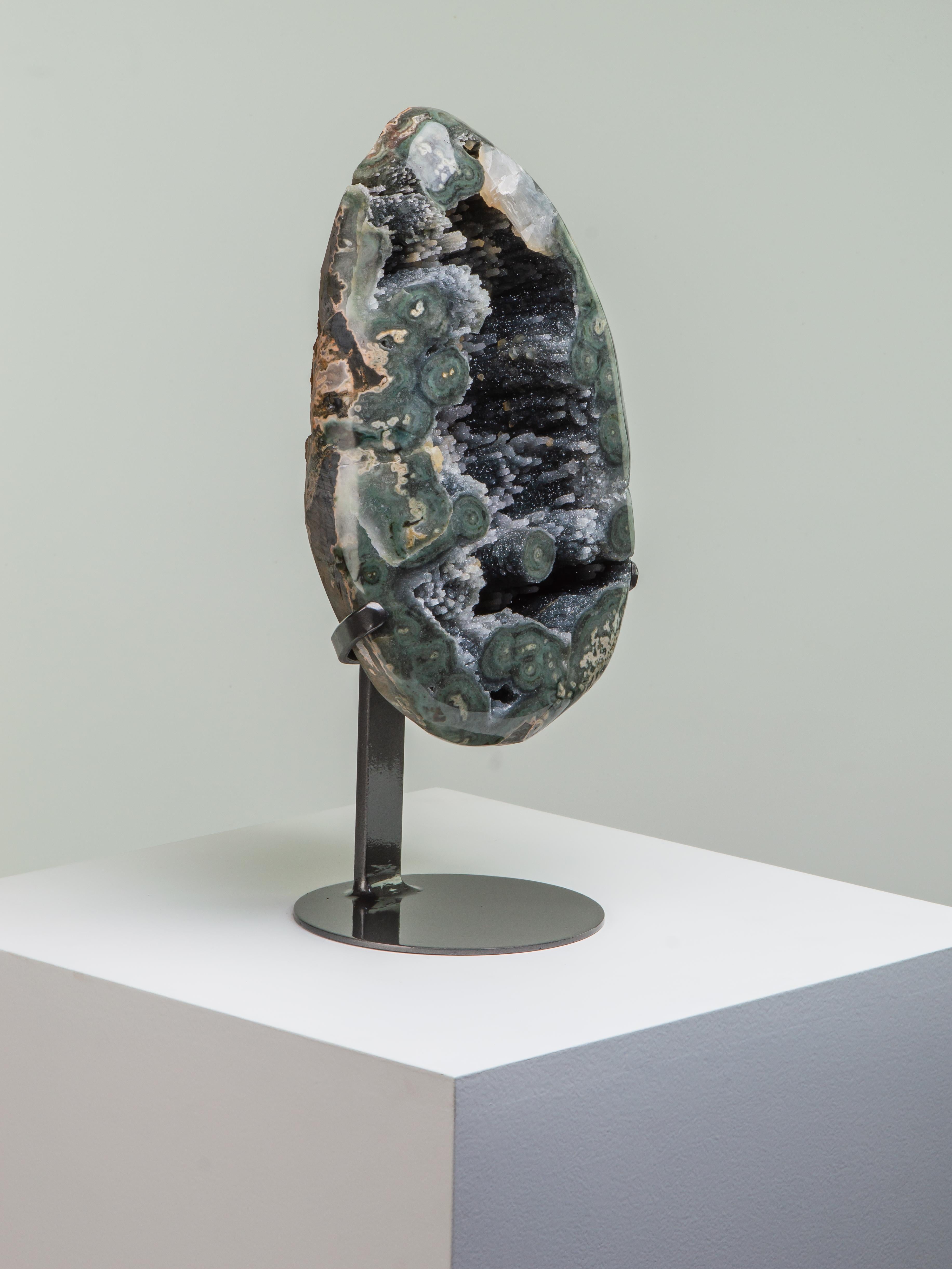 18th Century and Earlier Egg Shaped Polished Organic Geode Quartz/Druze Section For Sale