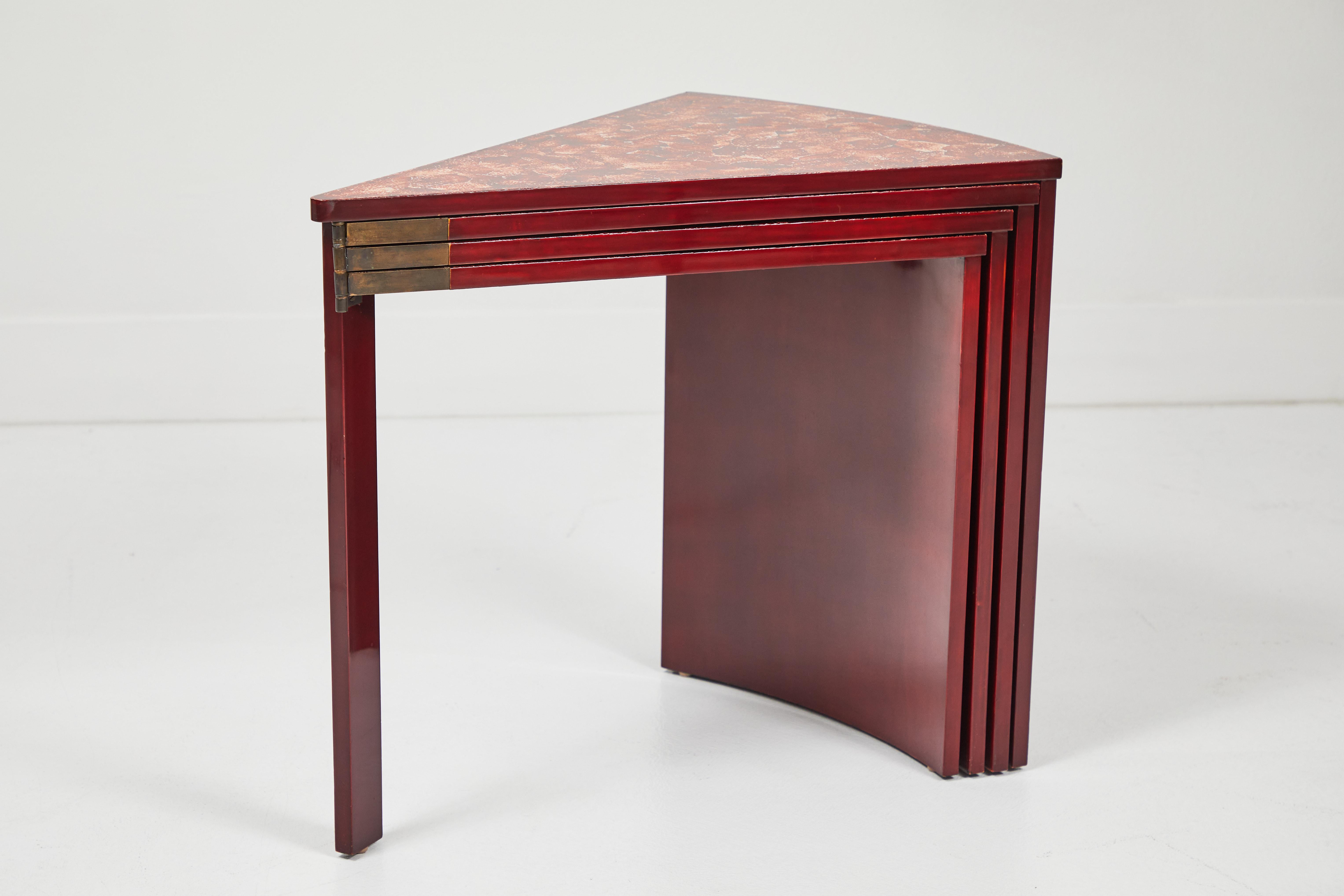 American Egg Shell Lacquered Cascading Table After Jean Dunand