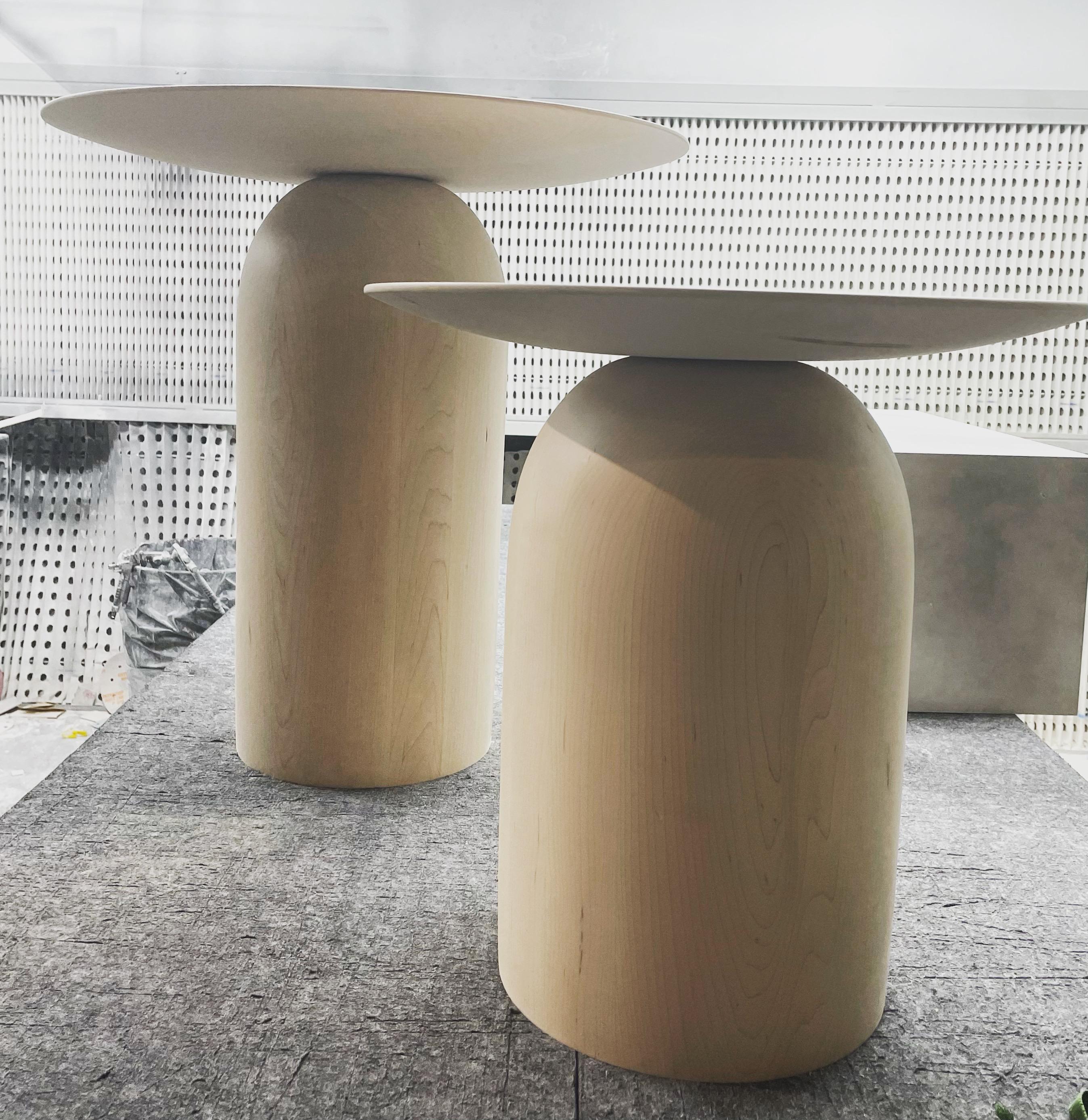 EGG Side Table is an original, artisanal example of 21st century organic design.
Its minimal shape is inspired by 20th century Arp and Brancusi sculptures.  
EGG Side Table is hand built and made on a single lathe by master craftsmen in Australia,