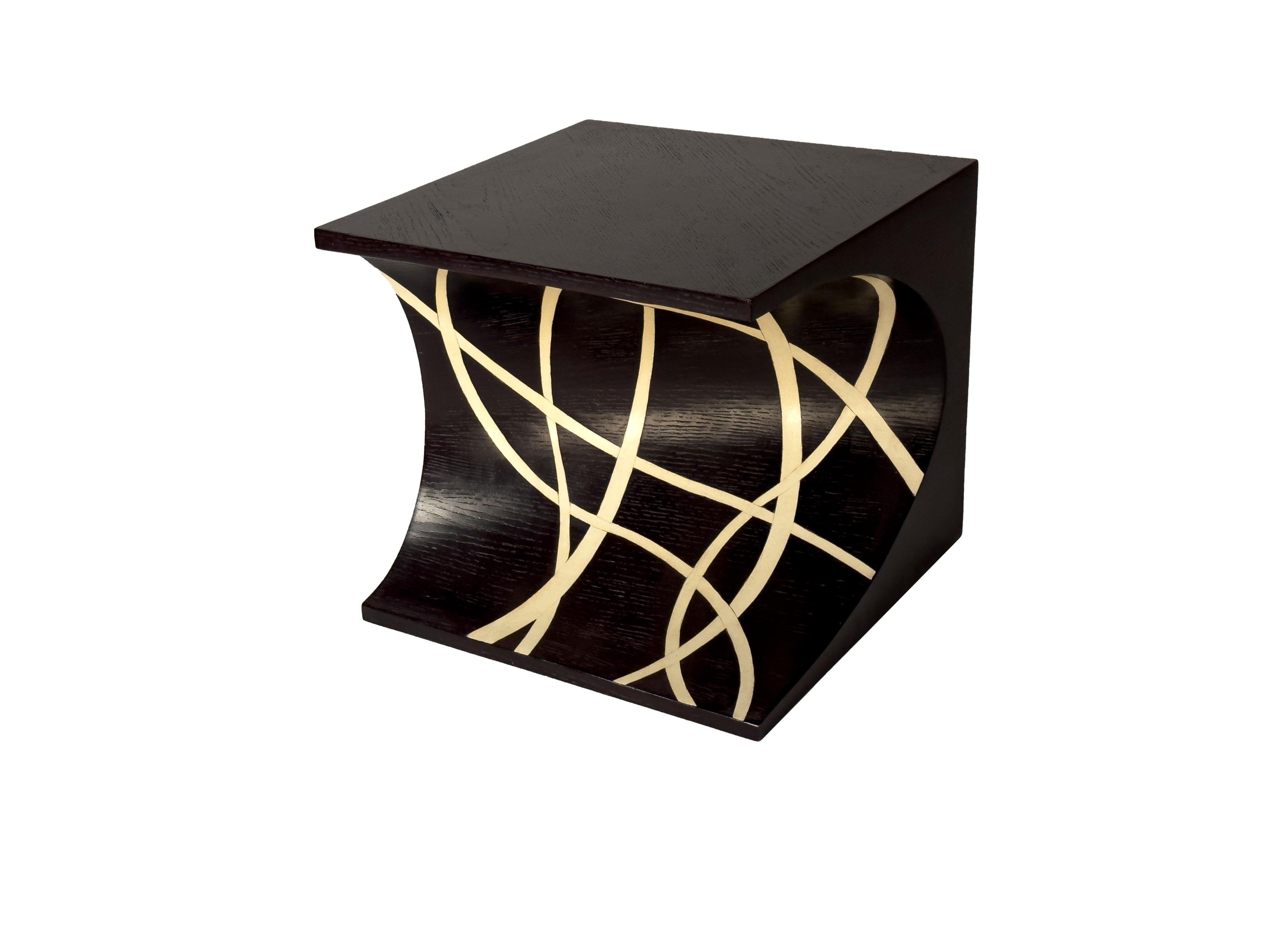 Hand-Carved EGG side table Gold For Sale