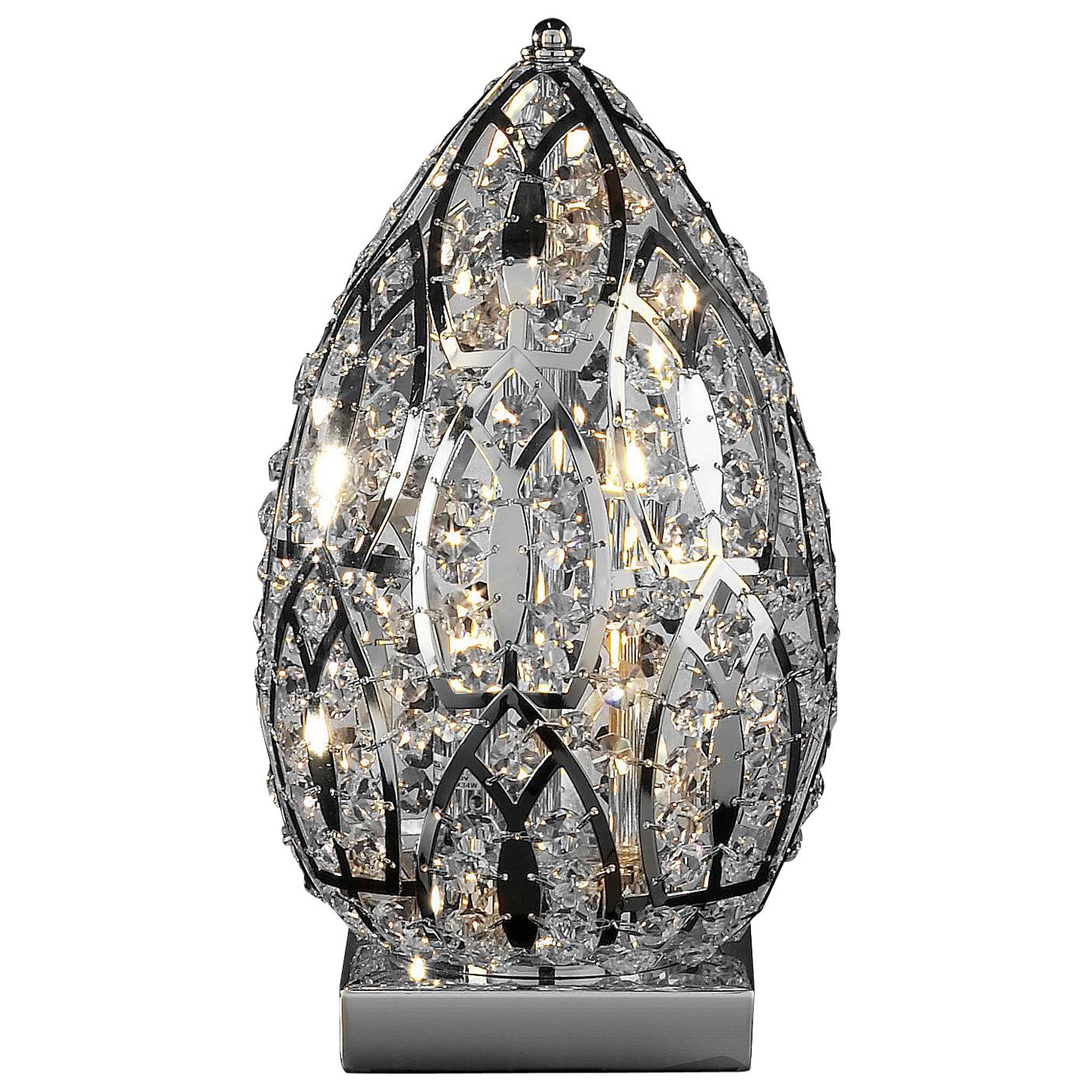 Egg Small Table Lamp, Chrome Finish, Arabesque Style, Italy For Sale