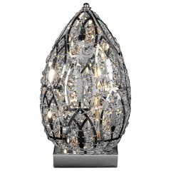 Egg Small Table Lamp, Chrome Finish, Arabesque Style, Italy