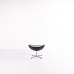Egg Stool In Black Elegance Leather By Arne Jacobsen For Fritz Hansen From 2006