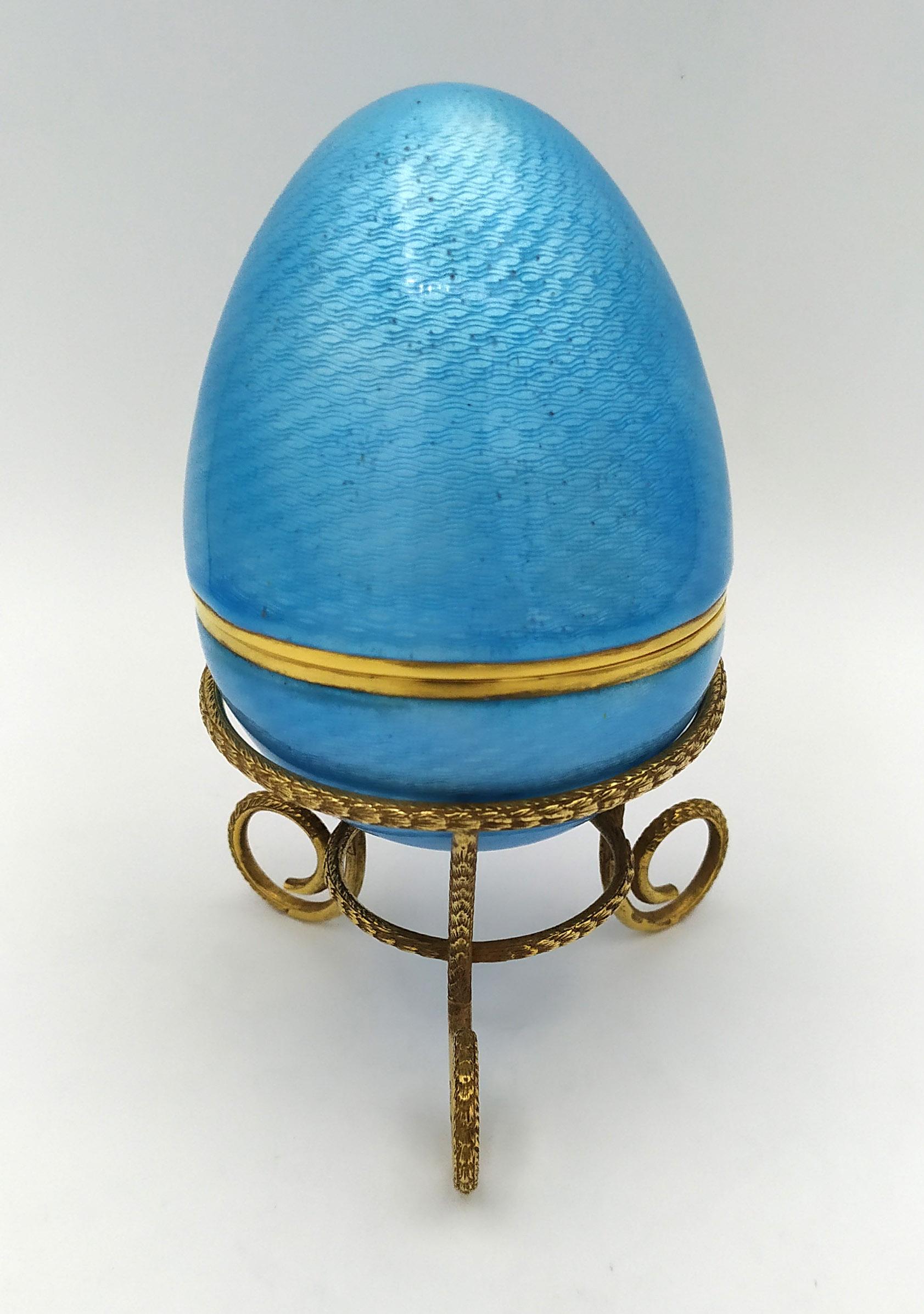 Huevo estilo Fabergé Aguamarina Esmalte Plata de Ley Salimbeni Chapado en oro en venta