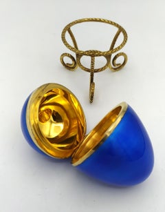 Egg style Faberge Blue Savoia Enamel  Medium Size Sterling Silver Salimbeni