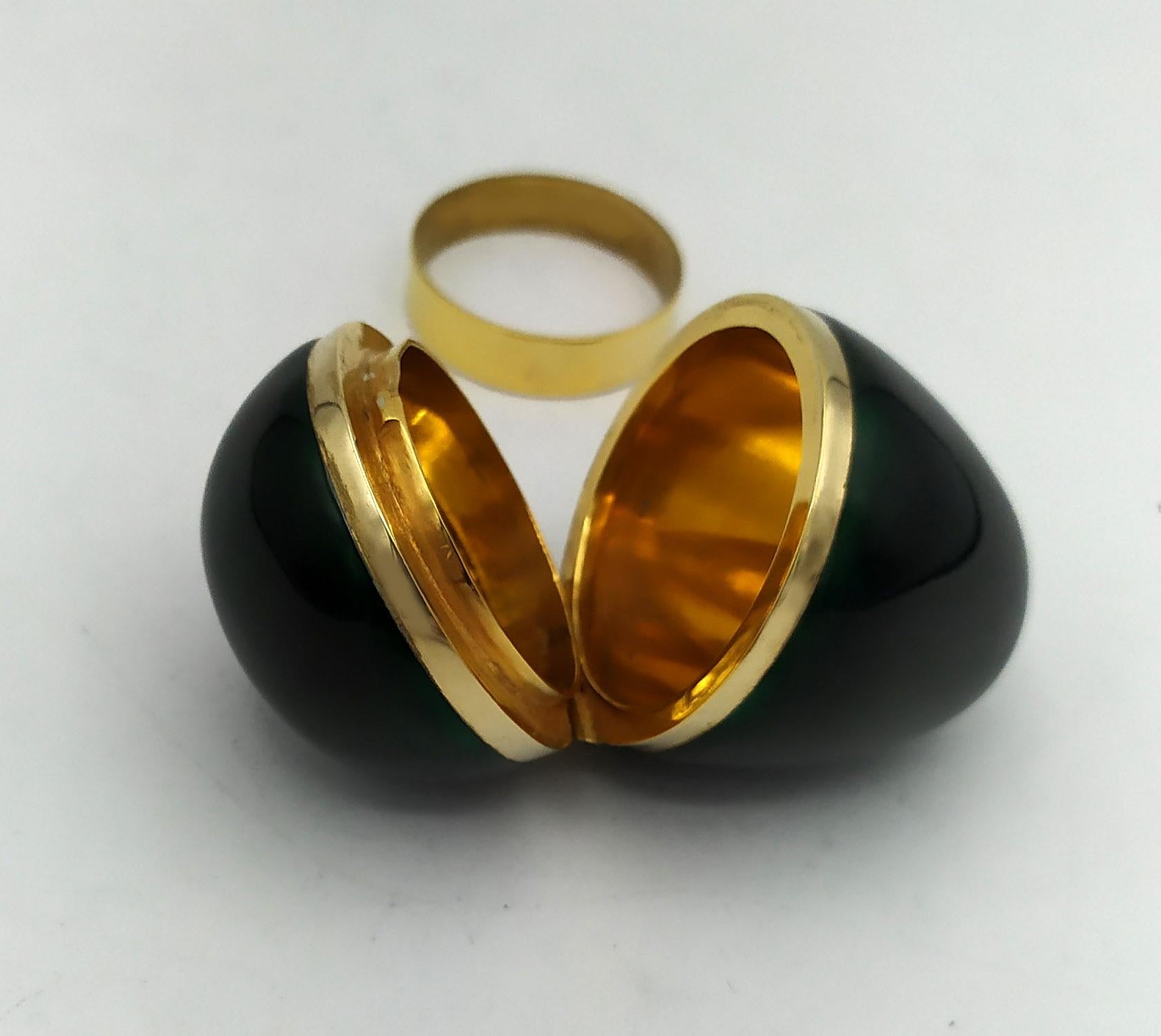 Stile impero Uovo stile Faberge smalto marrone scuro  Salimbeni in argento Sterling di piccole dimensioni in vendita