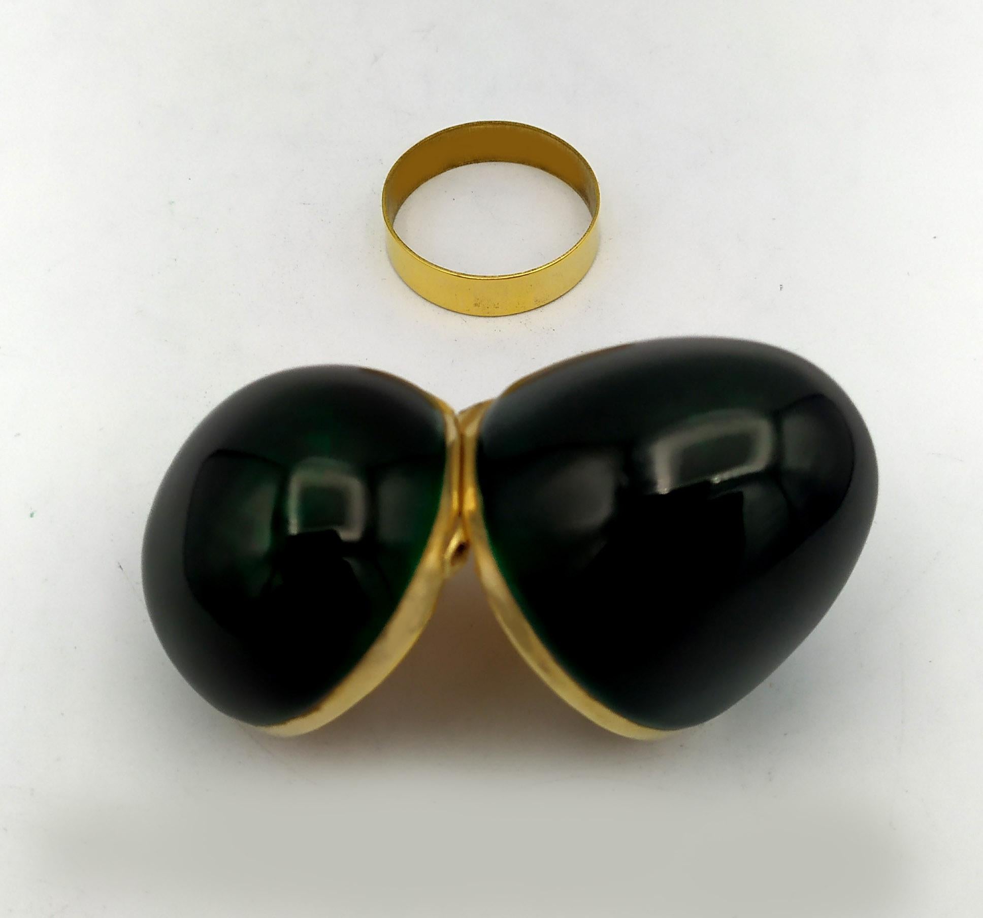 Uovo stile Faberge smalto marrone scuro  Salimbeni in argento Sterling di piccole dimensioni In condizioni ottime in vendita a Firenze, FI