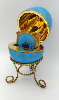 Faberge Fotohalter im Eierstil aus Sterlingsilber Salimbeni mit klappbarem Fotohalter