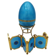 Portafotos plegable Fabergé estilo huevo Plata de ley Salimbeni