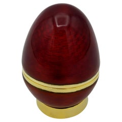 Esmalte rojo rubí Faberge estilo huevo  Salimbeni pequeño de plata de ley
