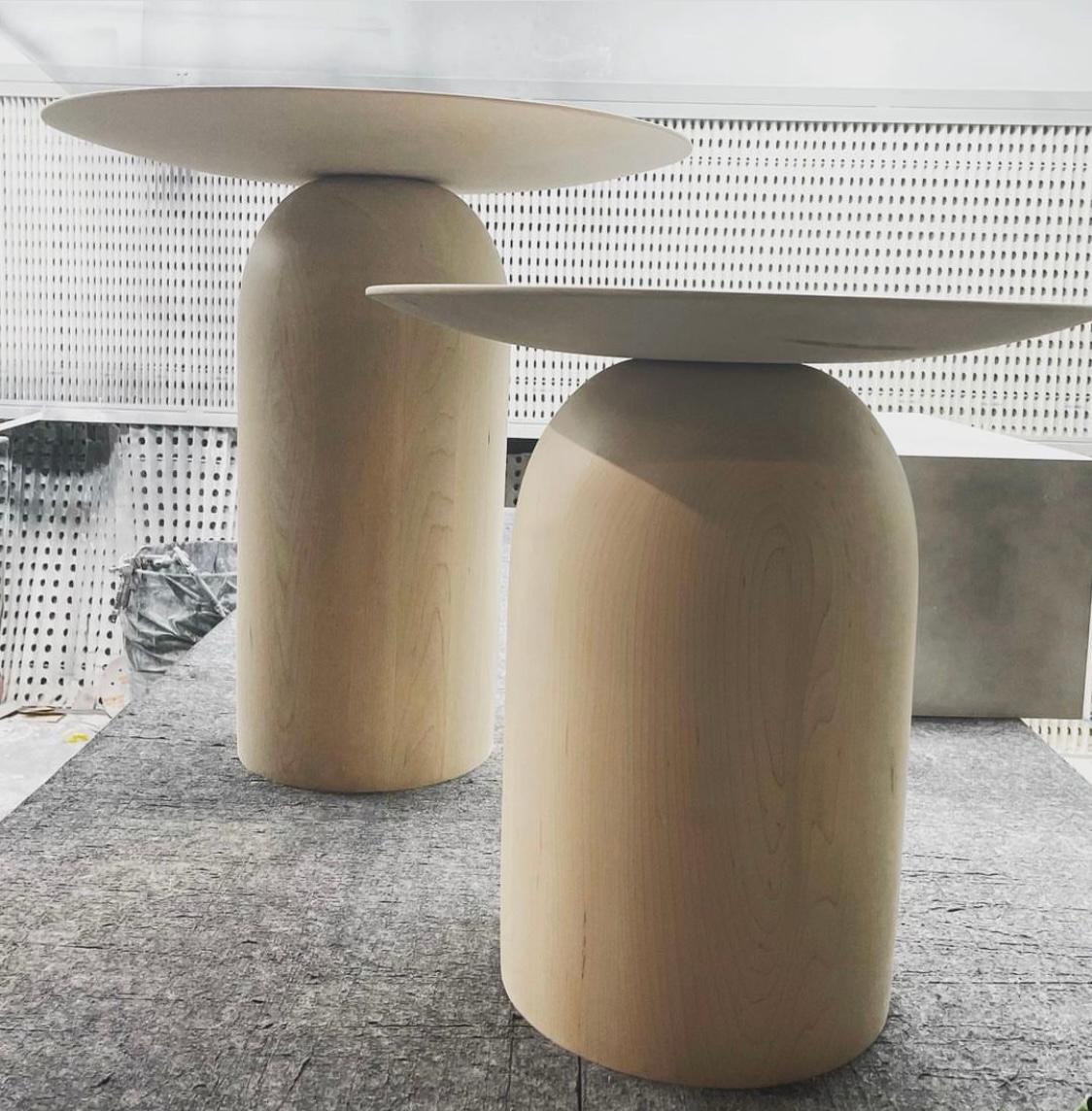 This EGG center hall table was first made to be a central piece in a recent,  Architectural Digest feature, pictured here.  All of our truly artisanal, minimal EGGTables are made by hand on a single lathe by a master craftsmen in Australia. 