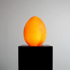 "Egg" table lamp in amber glass - c. 1980 - Murano, Italy