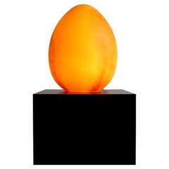 "Egg" table lamp in amber glass - c. 1980 - Murano, Italy