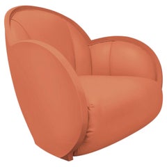 Egg Vitamina Orange Leather Swivel Armchair