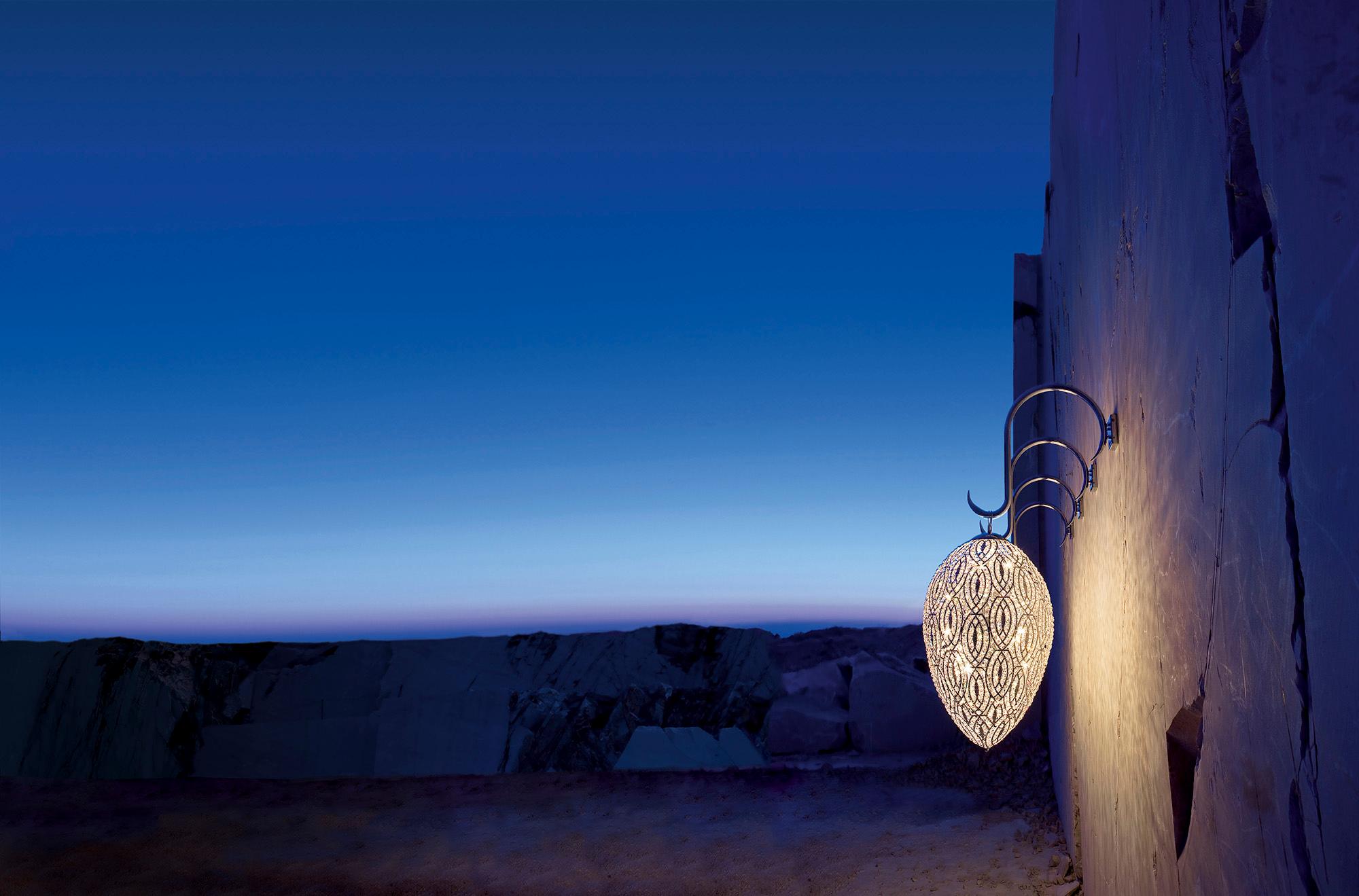 Italian Egg Wall Lamp, Chrome Finish, Arabesque Style, Italy For Sale