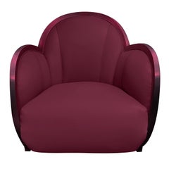 Egg Wine Burgundy Leather Swivel Armchair