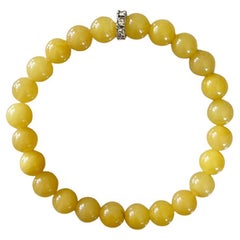 Egg Yolk Baltic Amber und Swarovski-Kristall 8mm Rundes Stretch-Armband mit Perlen