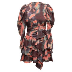 Mehrfarbiges Ulla Johnson Tie-Dye-Kleid aus Seide mit Aubergine und mehrfarbigem Kleid Größe US 0