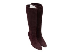Bottes à talons en daim Aubergine Bally Taille 7.5
