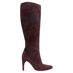 Eggplant Bally Suede Heeled Knee-High Boots Size 7.5