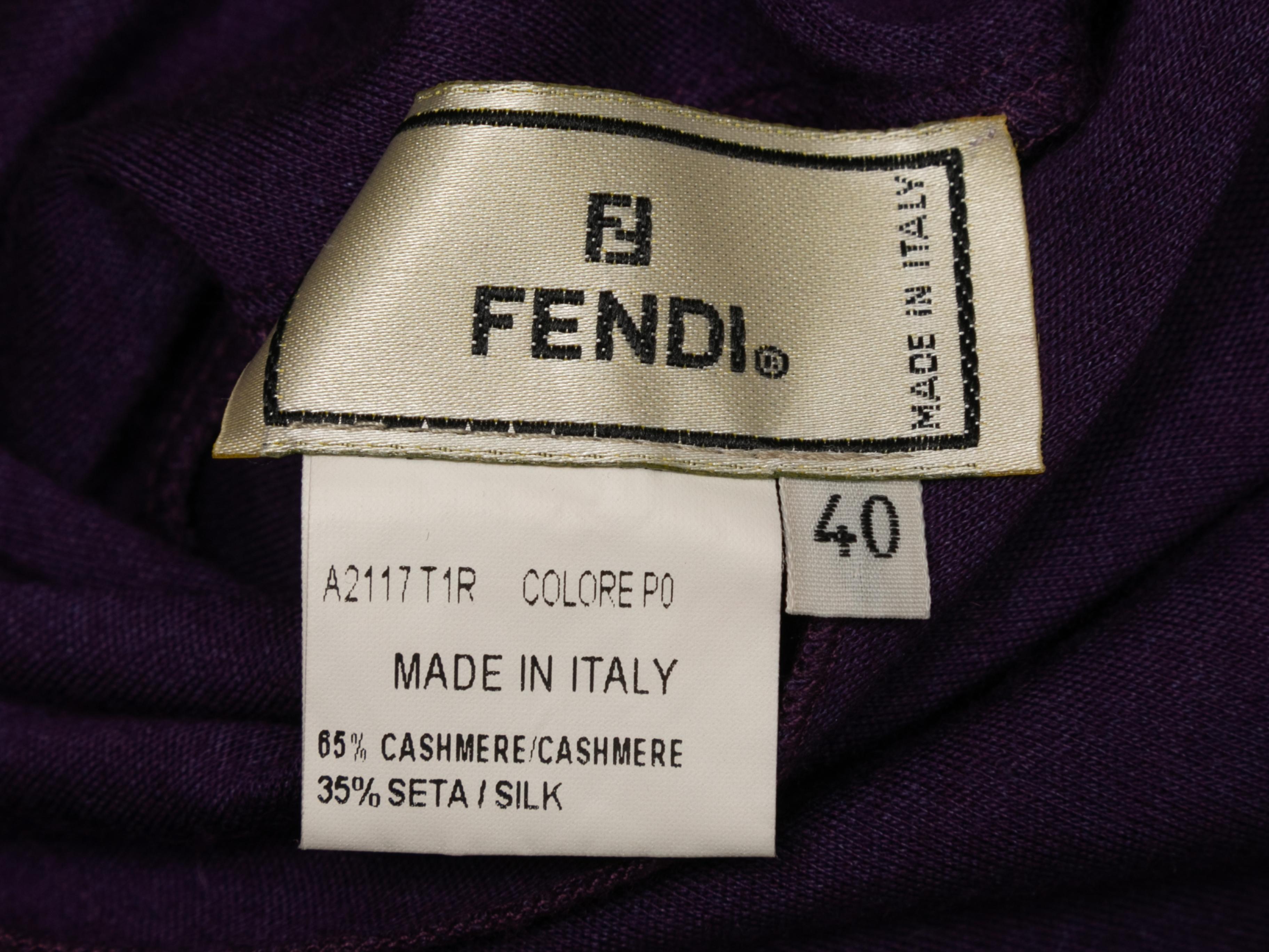 Fendi Top à col roulé en cachemire et soie aubergine taille IT 40 Bon état - En vente à New York, NY